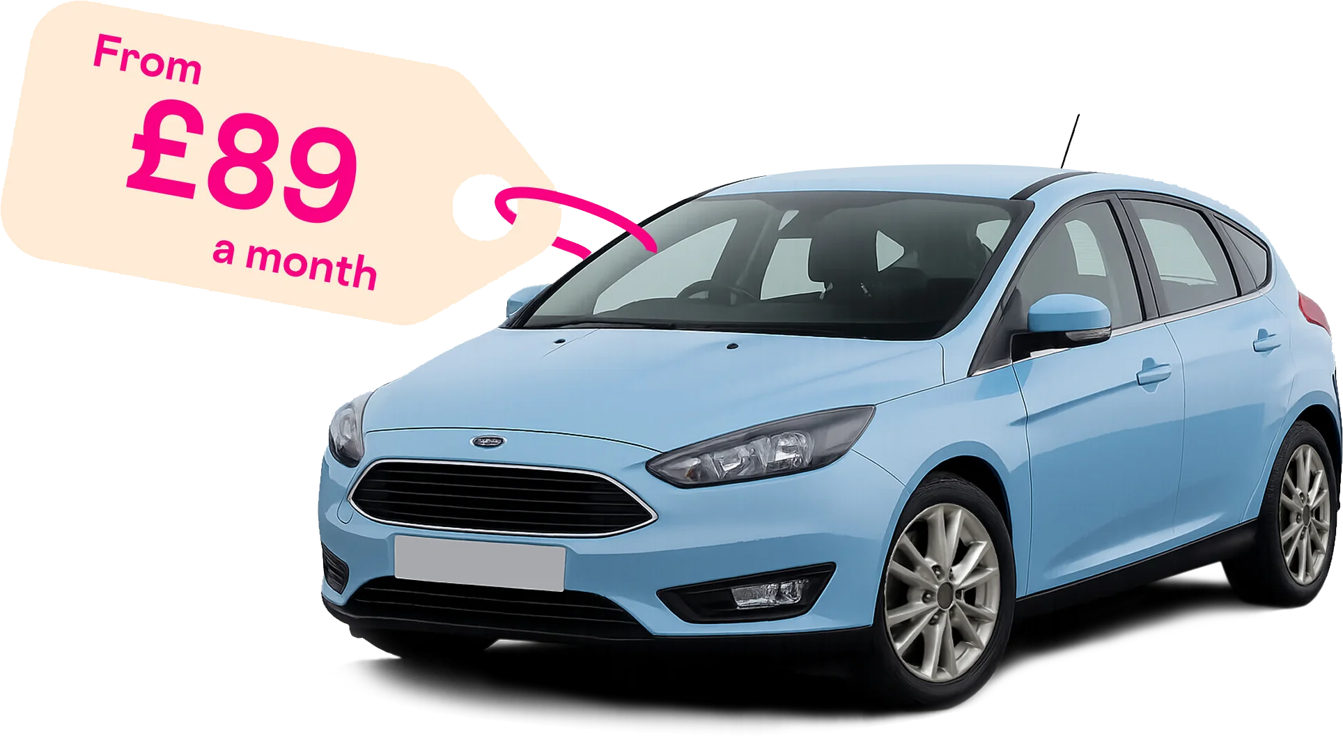 Blue Ford Focus hatchback — from £89 a month